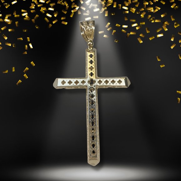 14K Gold Cross Pendant Mens Large Cross Women Cross Gift Fine Silver Jewelry - Picture 6 of 10